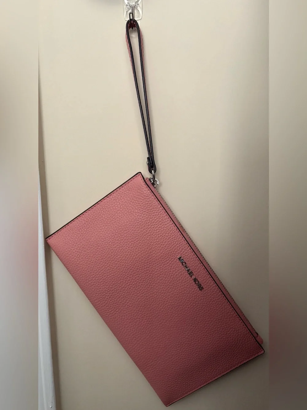 Michael Kors Rose Pink Pebbled Leather Wristlet Clutch
